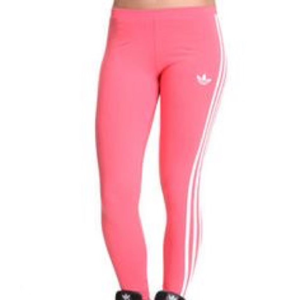 Pink/coral adidas leggings